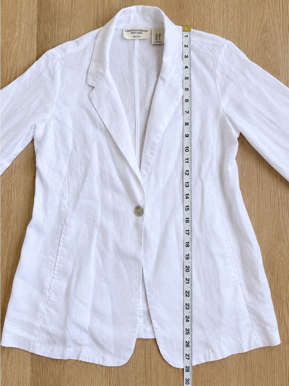 Christian Siriano New York White 100% Linen Blazer Jacket Size M - Picture 10 of 11